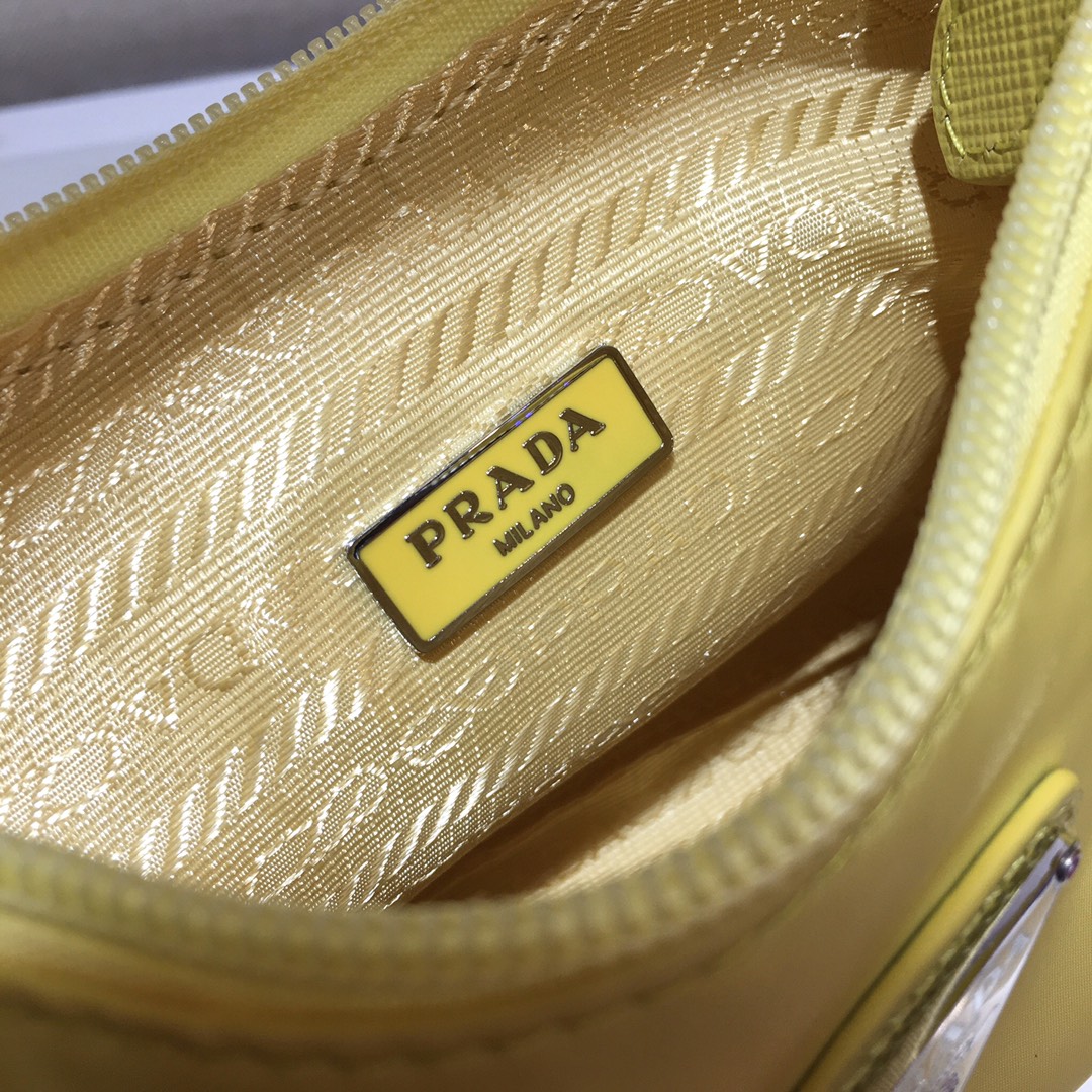 Prada Mini Re Nylon Re Edition 2000 Hobo Bag Handbag Lemon Yellow 1NE515